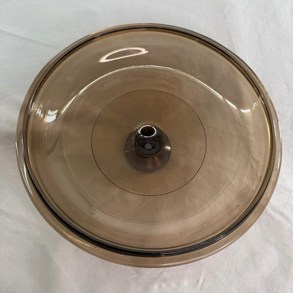 Pyrex Vision Amber Brown Glass Lid V-2.5-C Replacement Cover 2.5L Round Knob 8in
